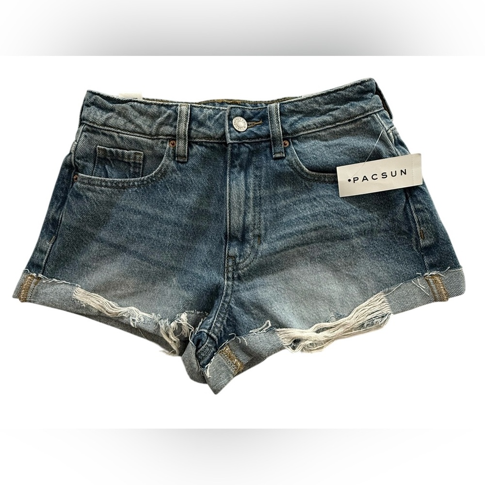 PacSun Distressed Blue Jean “Mom” Shorts Size 24 NWT